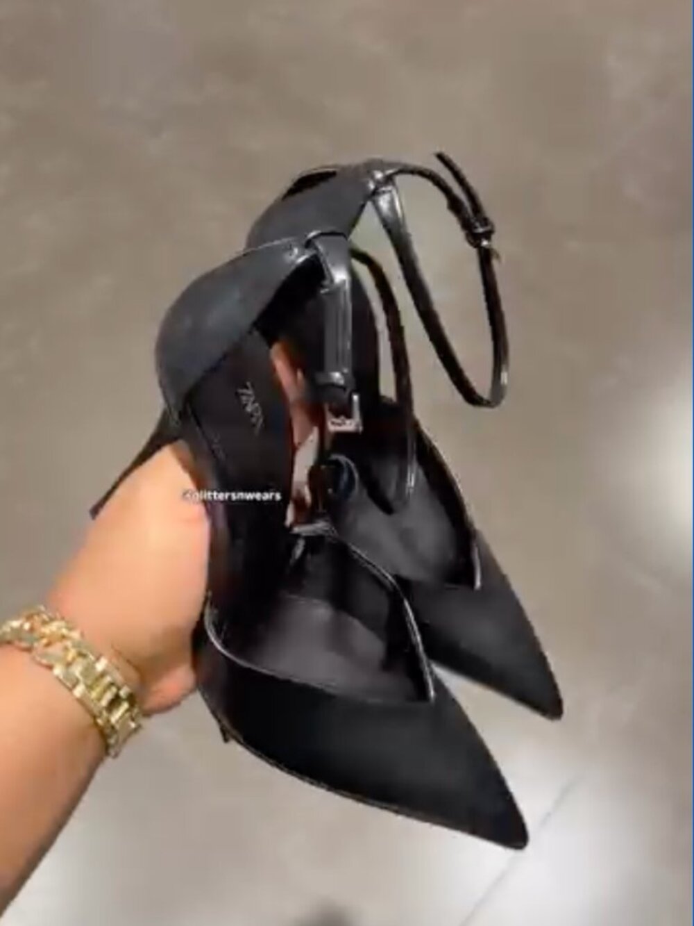 ZARA Black Slingback Ankle Strap Heels Pointed Toe Stiletto NWOT EU 41 / US 10 - Picture 5 of 11